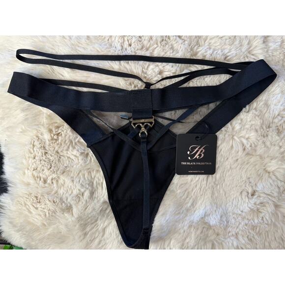 Honey Birdette ADRIANA🖤 Black & Gold 2 Piece Set 36C Bra & M Thong - Picture 8 of 9